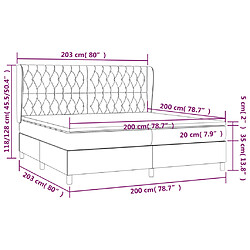 vidaXL Sommier à lattes de lit avec matelas Gris foncé 200x200cm Tissu pas cher