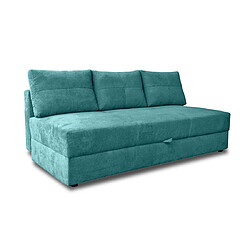 Bestmobilier Lucina - canapé droit 3 places - convertible avec coffre - en velours Lucina - canapé droit 3 places - convertible avec coffre - en velours - Bleu