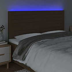 Avis Maison Chic Tête de lit scandinave à LED,meuble de chambre Marron foncé 160x5x118/128 cm Tissu -MN32501