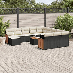 Maison Chic Salon de jardin avec coussins 13 pcs | Ensemble de Table et chaises | Mobilier d'Extérieur noir résine tressée -GKD42665