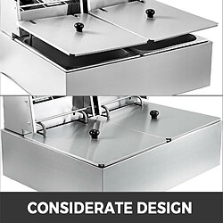 Double Friteuse Electrique Professionnelle 2 Cuve Inox Frites 2 x 10L 5000W Acier Pour des Commerciaux Restaurants Supermarchés Fast-foods Snack-bars pas cher