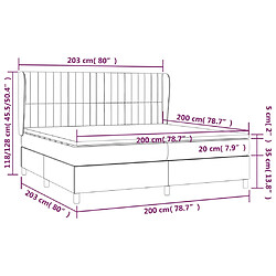 vidaXL Sommier à lattes de lit et matelas Gris foncé 200x200cm Velours pas cher