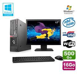 Lot PC Fujitsu E720 E85+ G3220 3GHz 16Go 500Go Graveur WIFI W7 + Ecran 17" · Occasion 