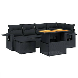 Maison Chic Ensemble Tables et chaises d'extérieur 7pcs avec coussins,Salon de jardin noir résine tressée -GKD910499