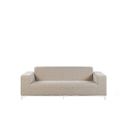 Beliani Canapé de jardin 3 places en tissu beige / pieds blancs ROVIGO 