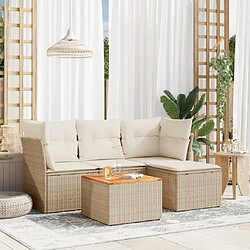 Maison Chic Salon de jardin avec coussins 5 pcs | Ensemble de Table et chaises | Mobilier d'Extérieur beige résine tressée -GKD74771