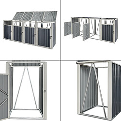 Cache poubelle Tarbek 4 places avec portes à poignée 121 x 292 x 82 cm gris anthracite [pro.tec] pas cher