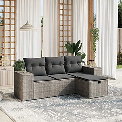 vidaXL Salon de jardin 4 pcs avec coussins gris résine tressée