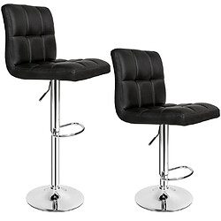 Helloshop26 Lot de 2 tabourets de bar hauteur réglable design moderne noir 1208011 