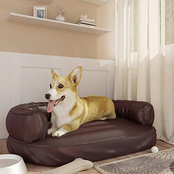 Maison Chic Niche Lit pour chien + ergonomique Mousse| Panier couchage pour chien Marron 88x65 cm Similicuir -GKD94362