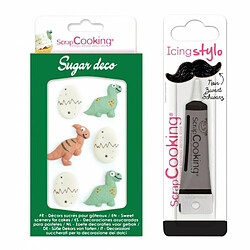 Scrapcooking Décors sucrés dinosaures + Stylo de glaçage noir