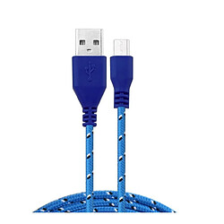 Shot Cable Tresse 1m Micro USB pour Manette Xbox One Smartphone Android Chargeur USB Lacet Fil Nylon (BLEU)