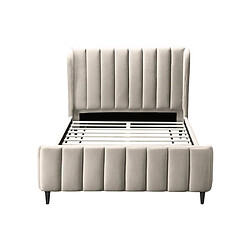 Avis Vente-Unique Lit 180 x 200 cm - Tissu avec coutures verticales - Beige + Matelas - CASAGOTI