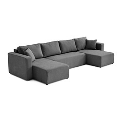 Bestmobilier Topaze - canapé panoramique - 7 places - convertible avec coffre - en tissu Topaze - canapé panoramique - 7 places - convertible avec coffre - en tissu - Gris foncé