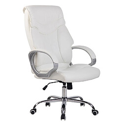 Decoshop26 Fauteuil de bureau rembourrage généreux mécanisme d'inclinaison en PVC blanc 10_0002677