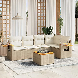 vidaXL Salon de jardin avec coussins 6 pcs beige résine tressée 