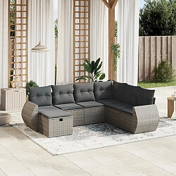 Maison Chic Salon de jardin avec coussins 7 pcs, Ensemble Tables et chaises de jardin, gris résine tressée -GKD149836