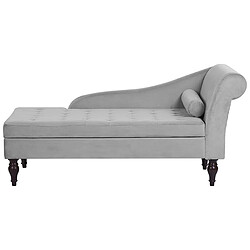 Beliani Chaise longue en velours gris clair avec rangement PESSAC II