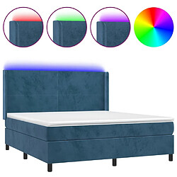 Maison Chic Lit adulte- Lit + matelas + LED,Sommier à lattes de lit matelas et LED Bleu foncé 180x200 cm -GKD57570