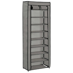 vidaXL Armoire à chaussures avec housse Gris 57x29x162 cm Tissu 