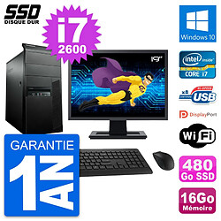 PC Tour Lenovo M91p Ecran 19" Core i7-2600 RAM 16Go SSD 480Go Windows 10 Wifi · Occasion 