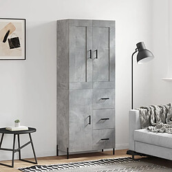 vidaXL Buffet haut Gris béton 69,5x34x180 cm Bois d'ingénierie