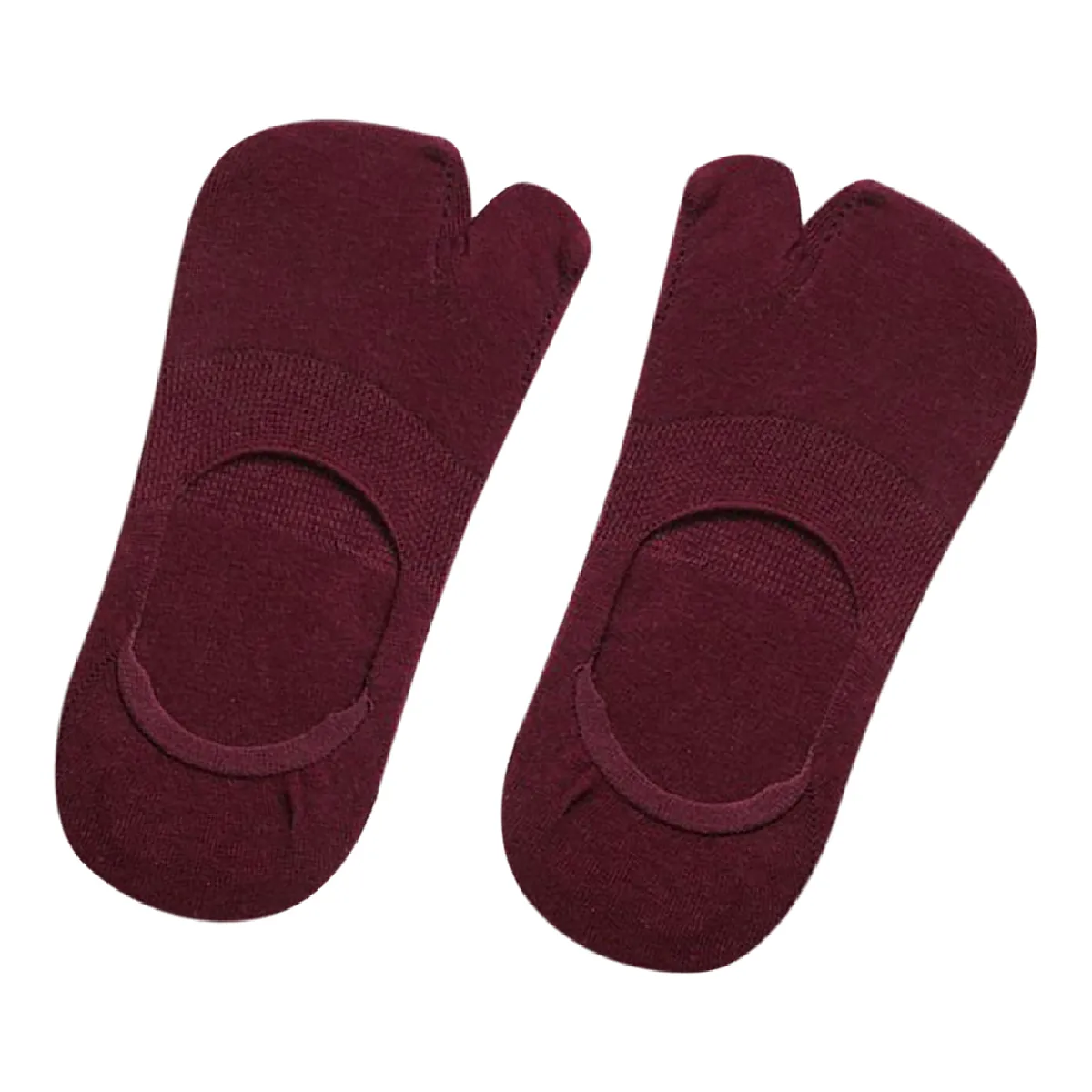 1 Paire De Chaussettes Pour Femmes No Show Chaussettes Tabi Chaussettes De Bateau Antidérapantes Coupe Basse Vin Rouge pas cher