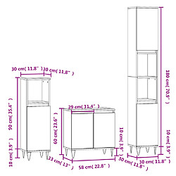 vidaXL Ensemble d'armoires salle de bain 3 pcs noir bois d'ingénierie pas cher