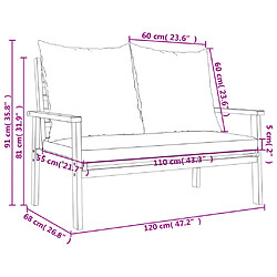 vidaXL Ensemble de jardin avec coussin bois massif acacia pas cher