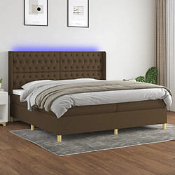 vidaXL Sommier à lattes de lit matelas et LED Marron foncé 200x200 cm 