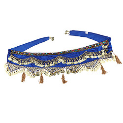 Acheter paillettes de danse du ventre hanche foulard femme jupe avec pièces d'or bleu