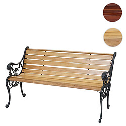 Mendler Banc de jardin HWC-F98, banc du parc, banquette en bois, fonte, 3 places, 160cm, 22kg ~ marron clair 