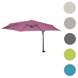 Mendler Parasol mural Casoria, parasol feux de circulation 3m inclinable, polyester aluminium/acier 9kg ~ lavande