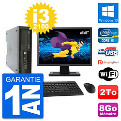 PC HP Z210 SFF Ecran 22" Intel Core i3-2100 RAM 8Go Disque 2To Windows 10 Wifi - Occasion