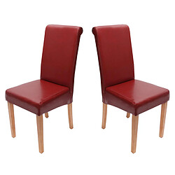 Decoshop26 Lot de 2 chaises de salle à manger cuisine en cuir et synthétique rouge design moderne 04_0000204