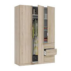 Armoire avec 3 portes en chêne canadien - 200 x 135 x 52 cm -PEGANE-