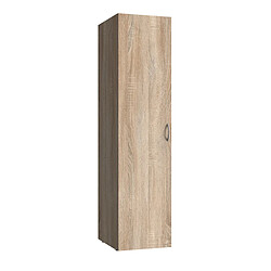 Pegane Armoire de rangement en bois mélamine coloris imitation chêne - longueur 40 x hauteur 185 x profondeur 54 cm