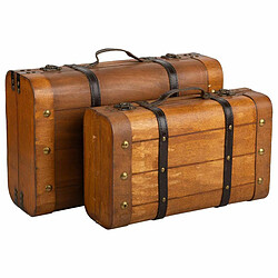 Jeu de valises Alexandra House Living Marron PVC Bois Métal Vintage 30 x 16 x 45 cm 38 x 24 x 13,5 cm Décoratif 2 Pièces 