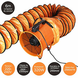 Monstershop MAXBLAST Ventilateur Industriel 250mm 320W avec conduit de 6m