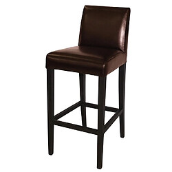 Tabouret de bar haut avec dossier en simili cuir marron foncé - Bolero