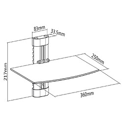 Support étagère en verre pour DVD Tuner satellite Maclean MC-663 max 8 kg