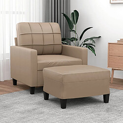 vidaXL Fauteuil avec repose-pied Cappuccino 60 cm Similicuir 