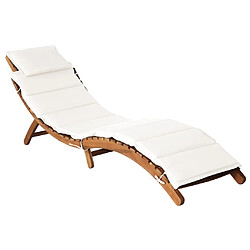 vidaXL Chaise longue avec coussin Bois d'acacia solide Crème