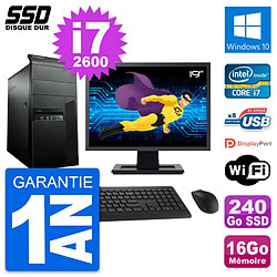 PC Tour Lenovo M91p Ecran 19" Core i7-2600 RAM 16Go SSD 240Go Windows 10 Wifi · Occasion 