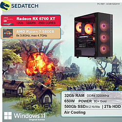 Sedatech PC Gaming • AMD Ryzen 7 5800X • RX 6700 XT • 32 Go RAM • 500Go SSD M.2 • 2To HDD • Windows 11