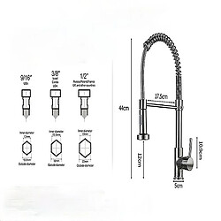 Acheter Universal Brosse laiton nickel évier de cuisine chaud et froid robinet 360 robinet de mélangeur d'eau à ressort de tirage à une tige