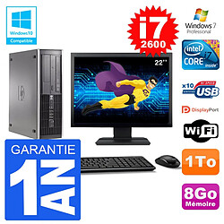 PC HP 6200 SFF Ecran 22" Intel i7-2600 RAM 8Go Disque 1To Graveur DVD Wifi W7 · Occasion 