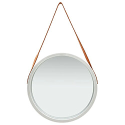 Maison Chic Miroir mural avec sangle | Miroir Décoration pour Maison Salle de Bain 50 cm Argenté -GKD73149