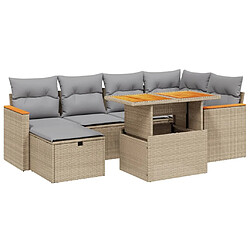 vidaXL Salon de jardin avec coussins 7 pcs beige résine tressée