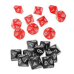 20 pièces dix faces dés d10 meurt pour d u0026 d rpg mtg accessoires de jeux de fête rouge et noir dés de jeu de rôle